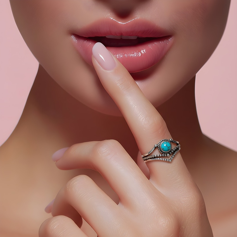 *NEW* Bohemian Style 925 Silver Turquoise Ring